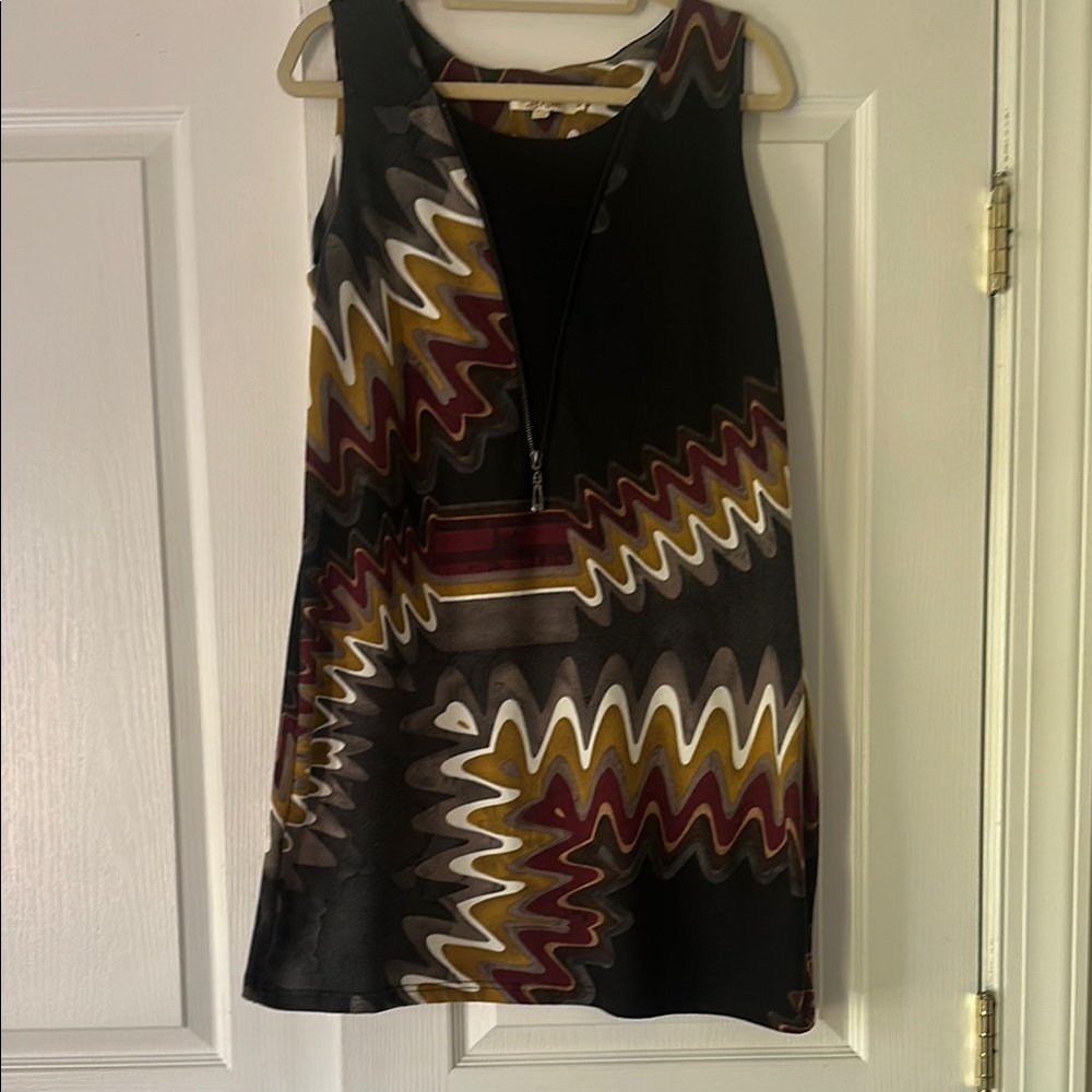 Aryeh Black and Multicolor Zigzag Mini Dress